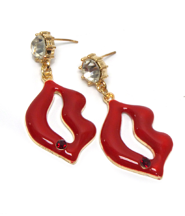 Drop lip kiss earrings -valentine