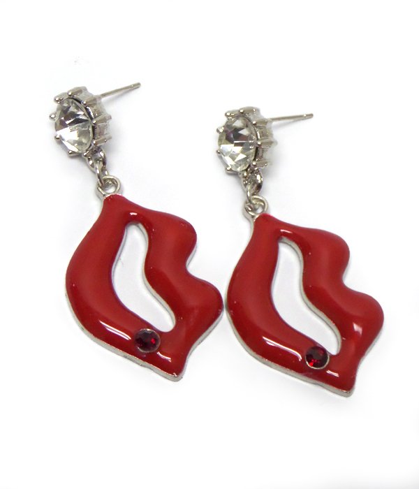 Drop lip kiss earrings -valentine