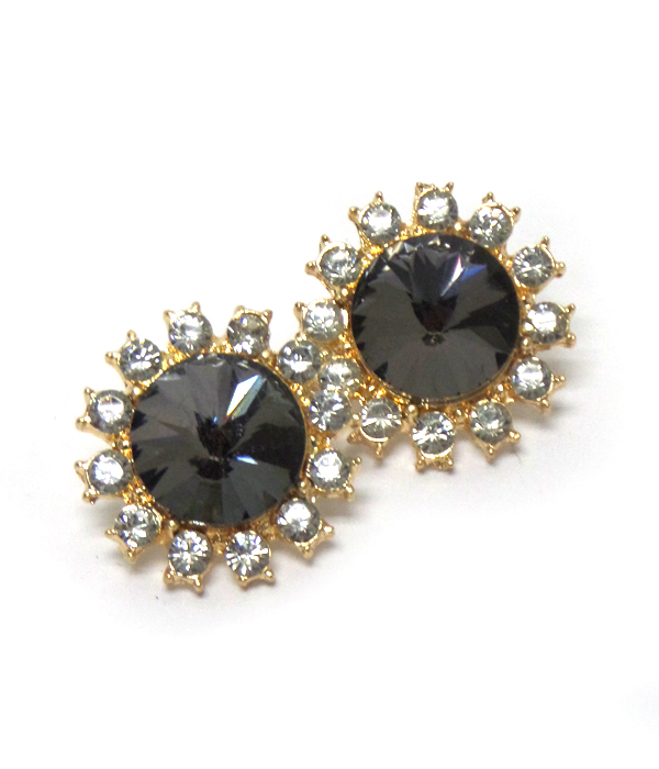 Round disk with crystal earrings 