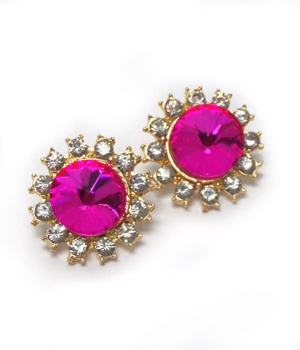 Round disk with crystal earrings 