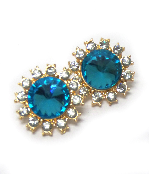 Round disk with crystal earrings 