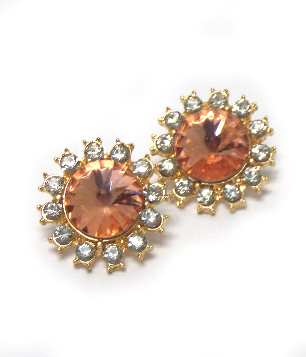 Round disk with crystal earrings 