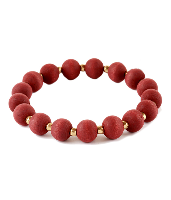 MULTI WOOD BALL BEAD STRETCH BRACELET