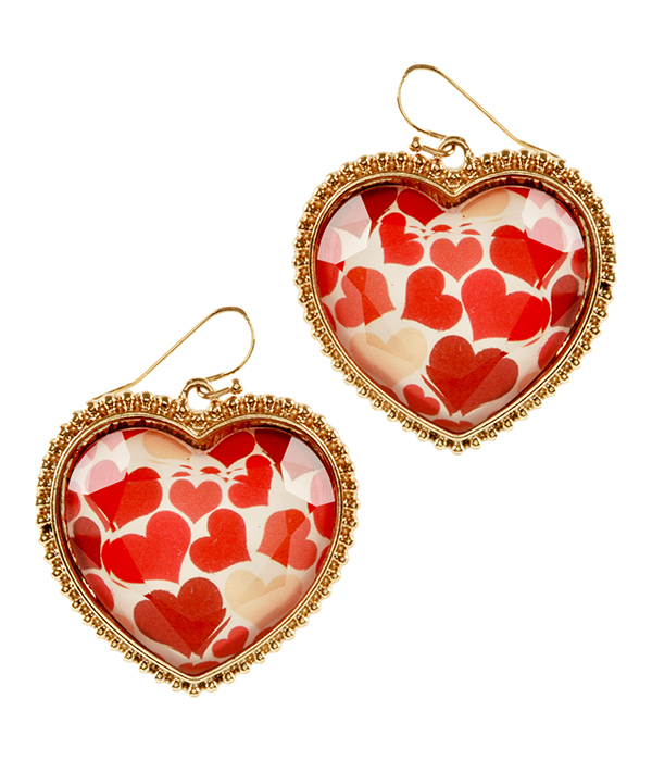 Valentine day theme facet stone heart earring