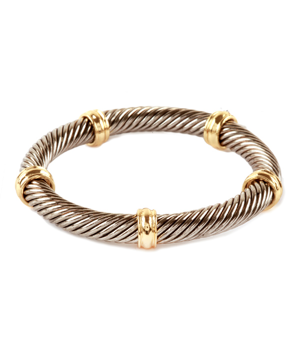 Designer textured cable stretch bracelet