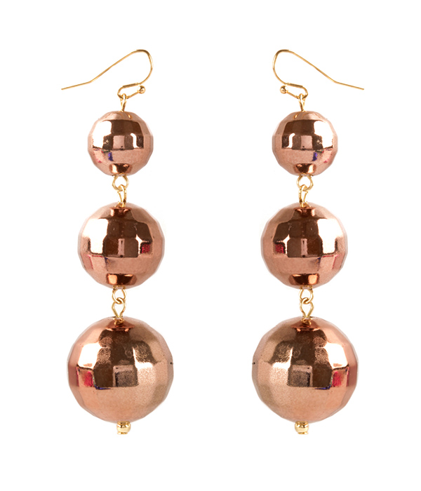 Triple disco ball drop earring