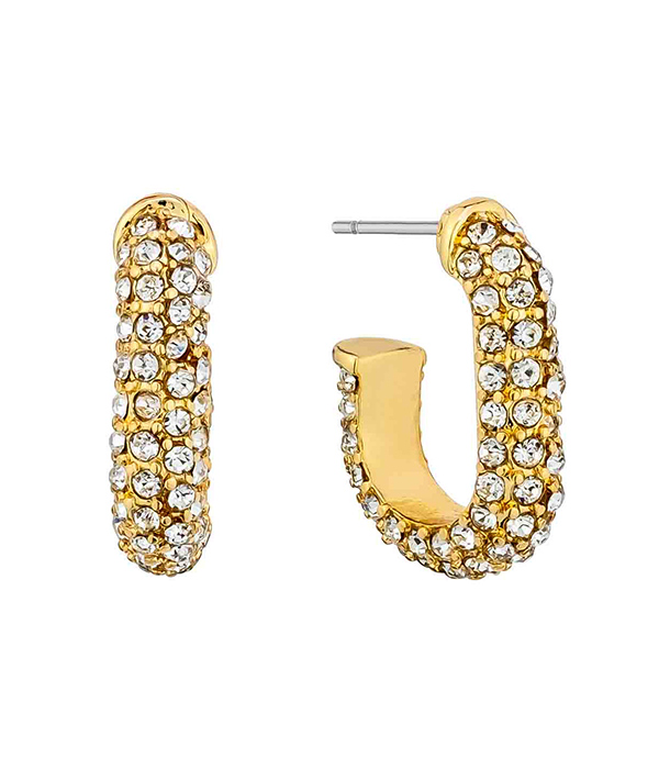 CRYSTAL PAVE THICK HOOP EARRING