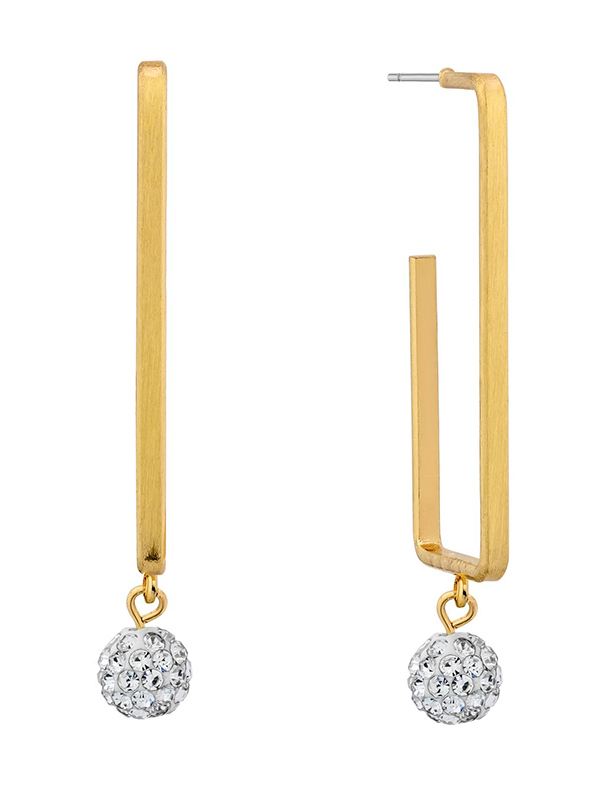 Metal bar and fireball dangle earring