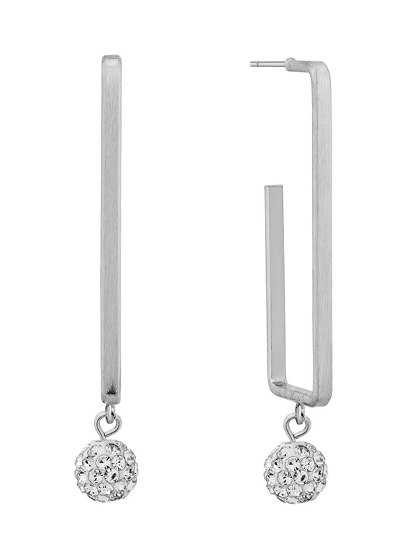 METAL BAR AND FIREBALL DANGLE EARRING