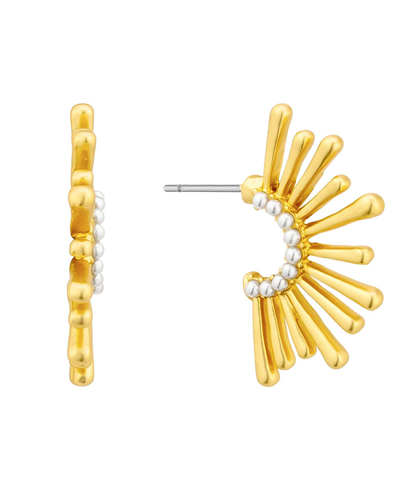 Sun burst half hoop earring