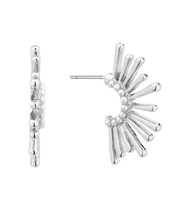 Sun burst half hoop earring