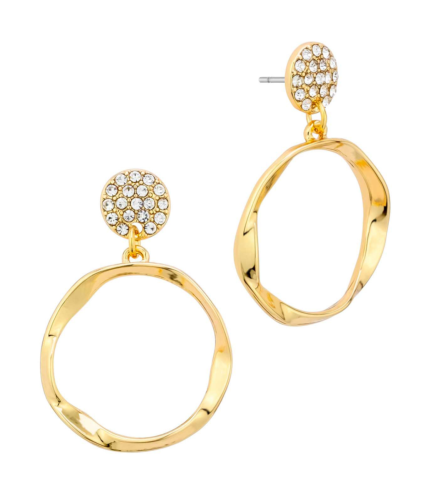 Twist metal hoop drop earring