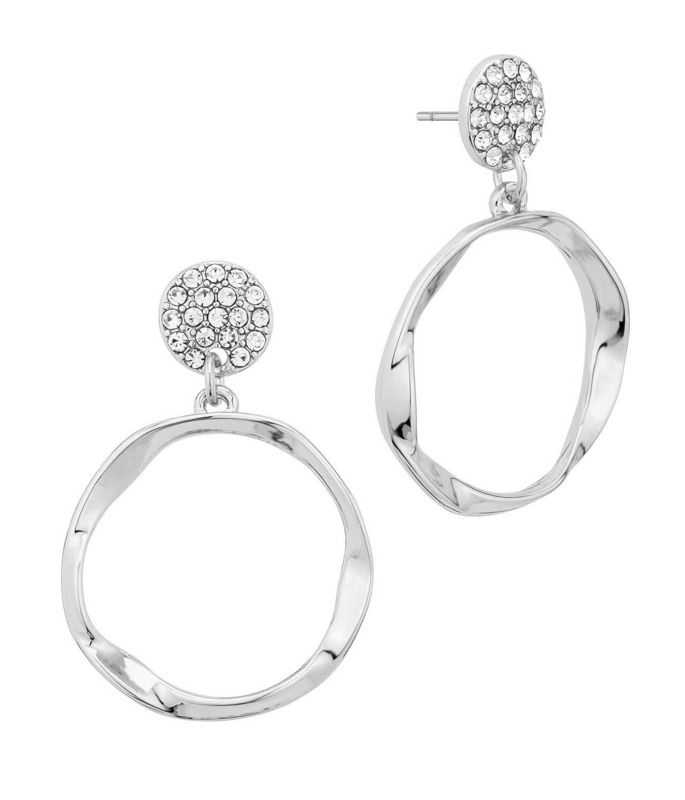 Twist metal hoop drop earring