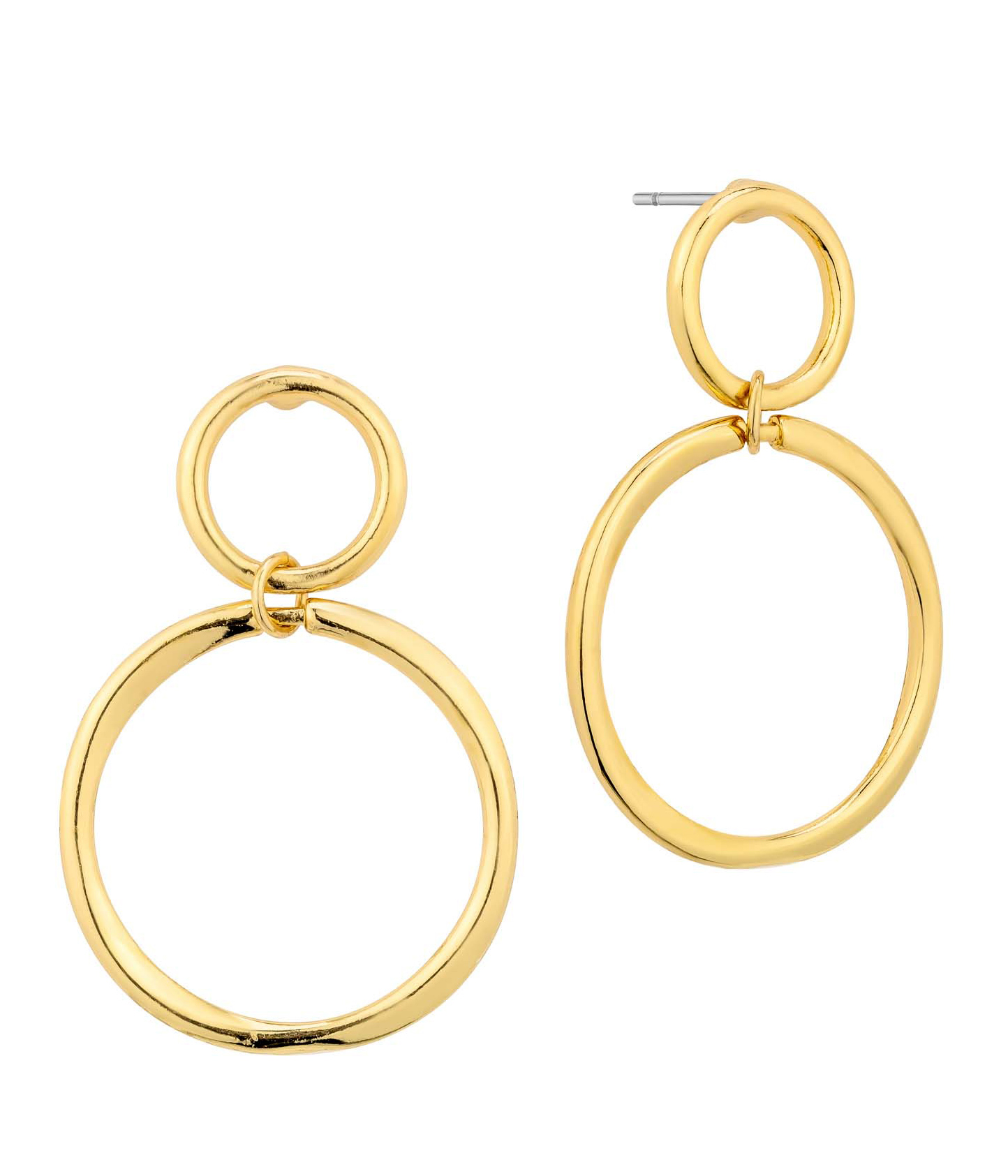 DOUBLE METAL HOOP DROP EARRING