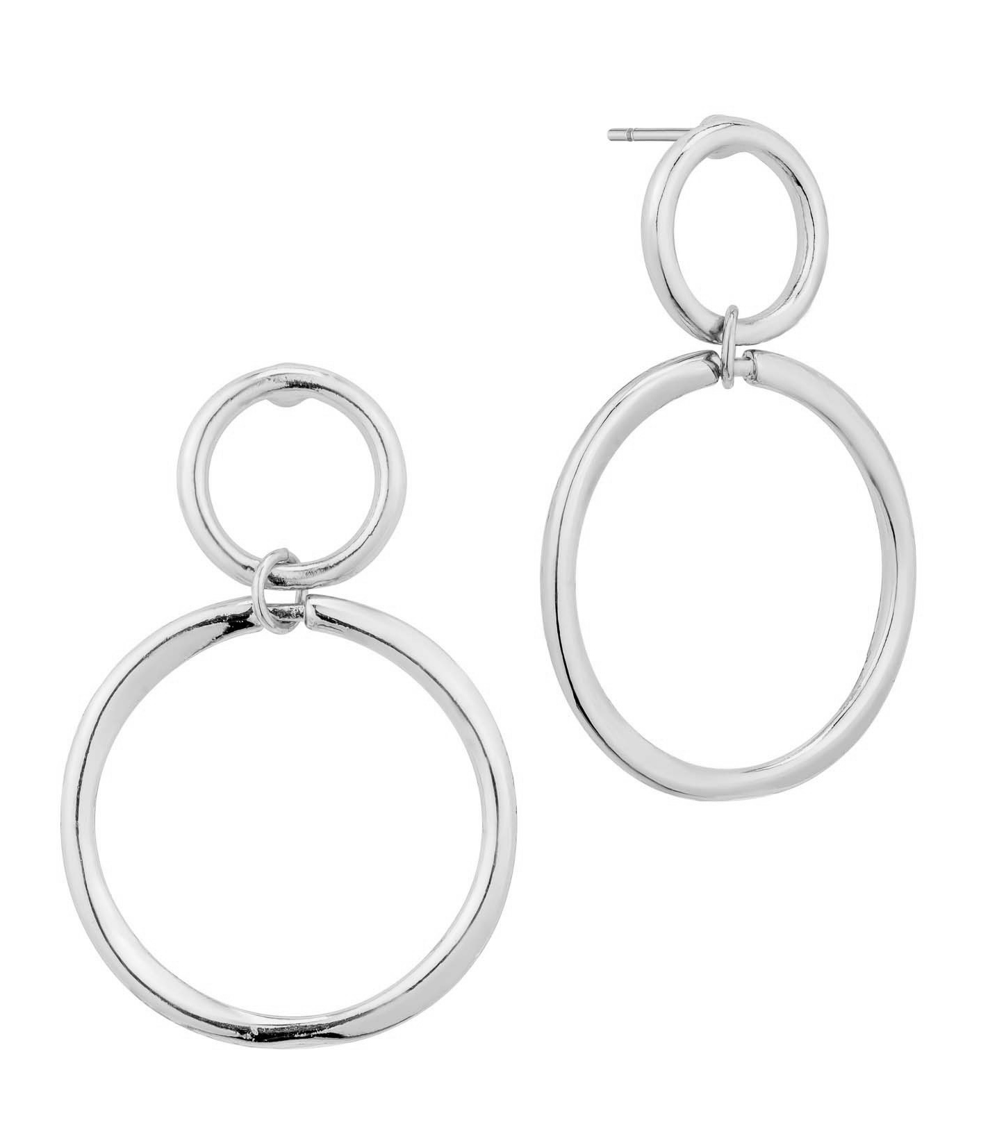 DOUBLE METAL HOOP DROP EARRING