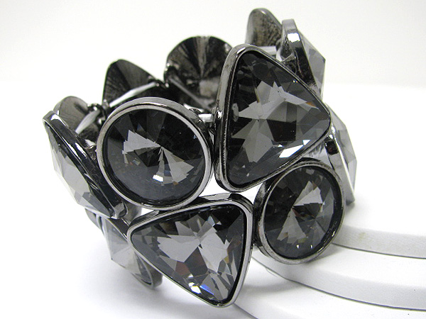 Triangle and round large glass stone stretch bracelet