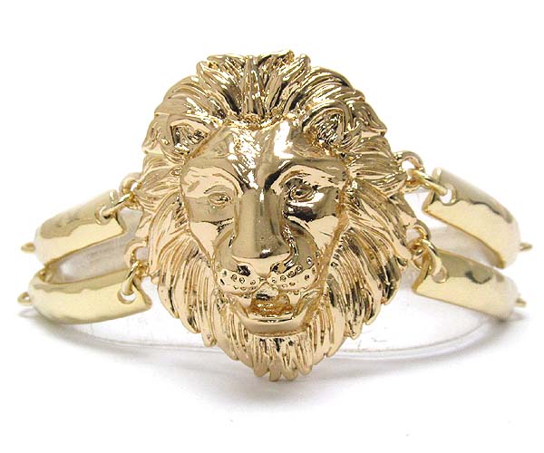 Rihanna style metal textured lion head tub chain bracelet
