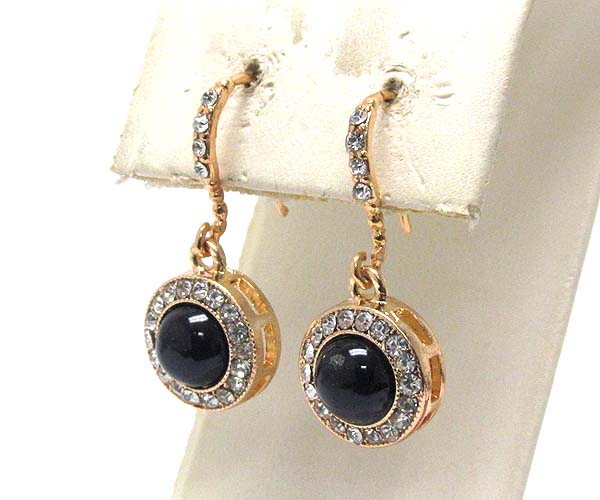 Crystal metal with round acryl stone earring