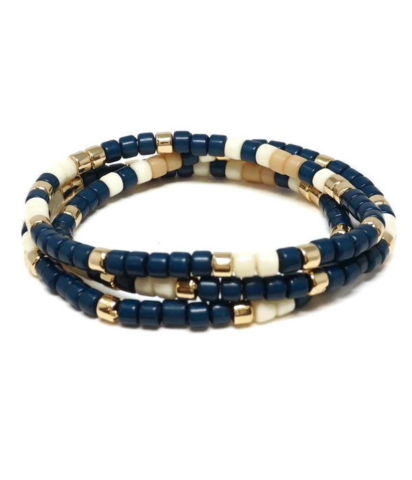 TUBE BEAD 3 STRETCH BRACELET SET