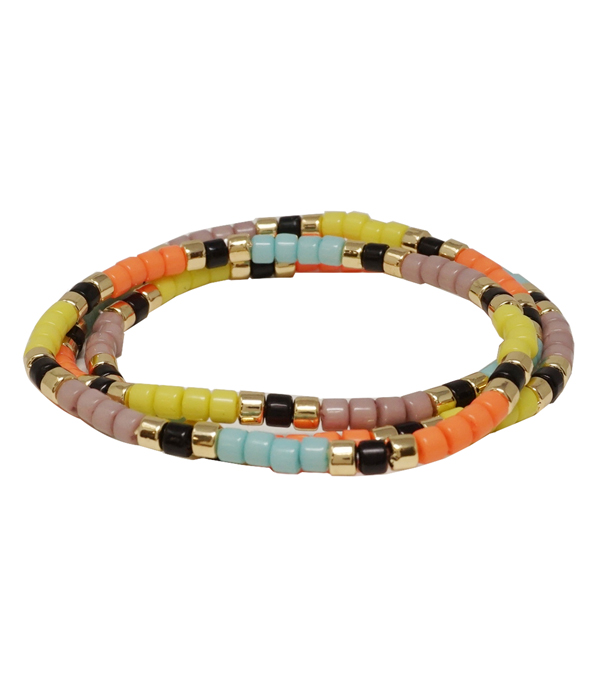 Tube bead 3 stretch bracelet set