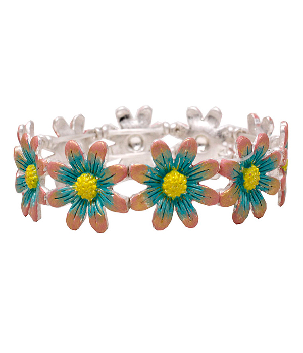 HANDCRAFT PAINT FLOWER STRETCH BRACELET