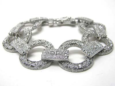 Marcasite texture metal round link bracelet