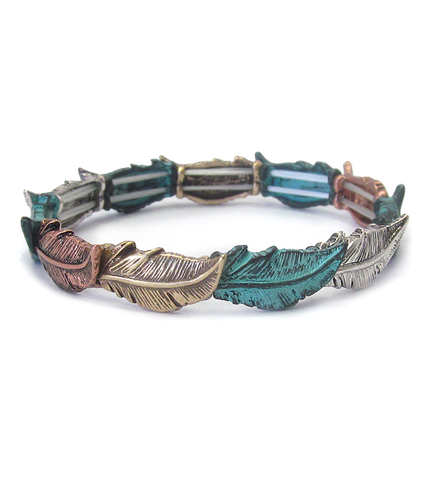 MULTI FEATHER STRETCH BRACELET