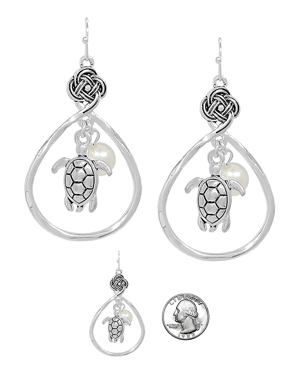 SEALIFE THEME TEARDROP EARRING - TURTLE