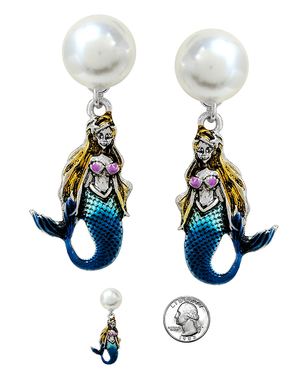 SEALIFE THEME PEARL EARRING - MERMAID