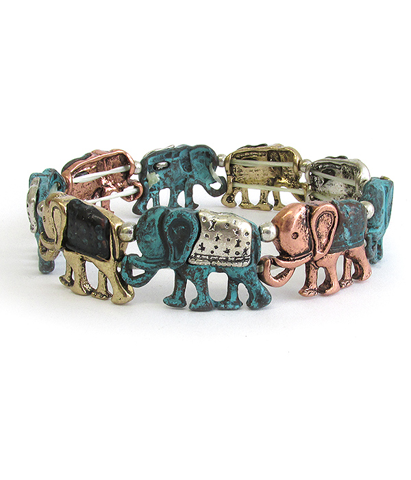 VINTAGE METAL STRETCH BRACELET - ELEPHANT