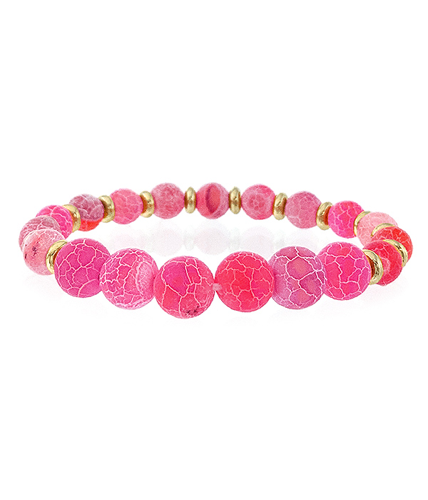 AGATE STONE MULTI BALL BEAD STRETCH BRACELET