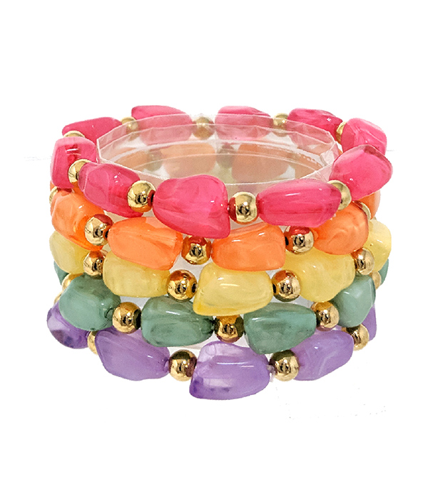 MULTI ACRYLIC STONE MIX 5 STRETCH BRACELET SET