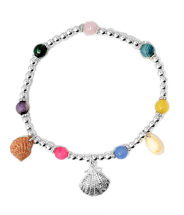 SEALIFE THEME SHELL CHARM STRETCH BRACELET