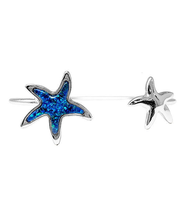 SEALIFE THEME OPAL WIRE BANGLE BRACELET - STARFISH