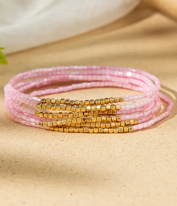Mult seedbead 6 stretch bracelet set