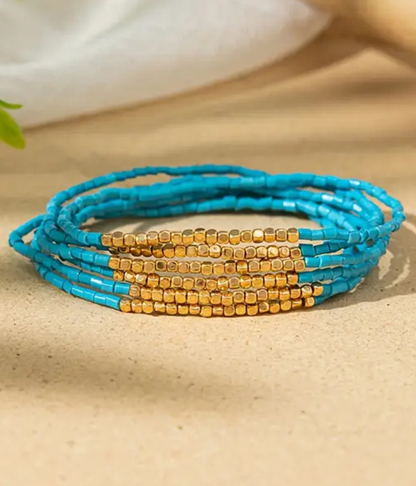 Mult seedbead 6 stretch bracelet set