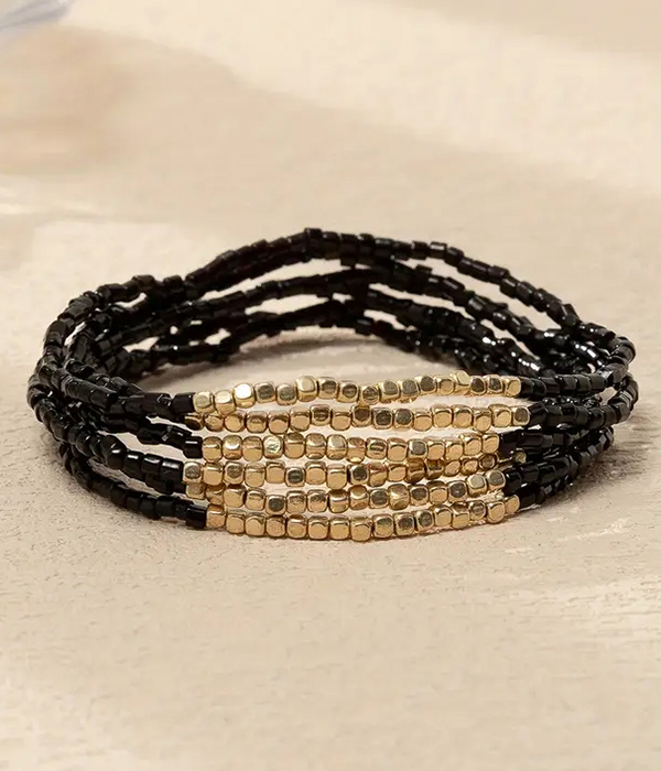 Mult seedbead 6 stretch bracelet set