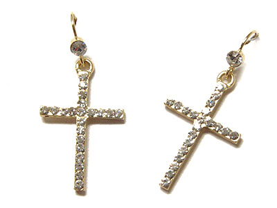 Crystal cross earring