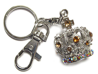 Crystal crown key holder charm
