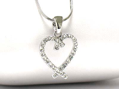 Made in korea whitegold plating crystal heart necklace -valentine