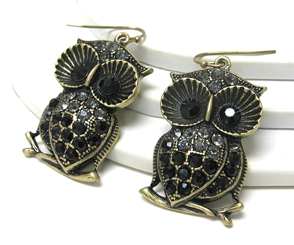 Crystal stud owl earring