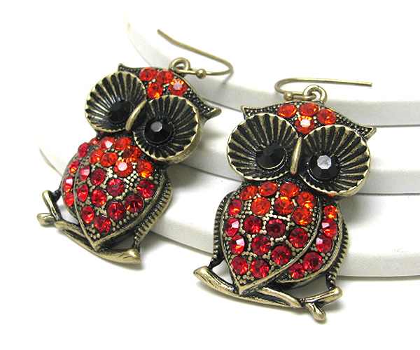 Crystal stud owl earring