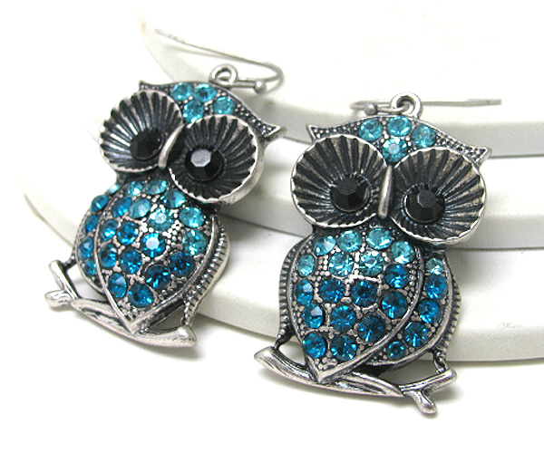 Crystal stud owl earring