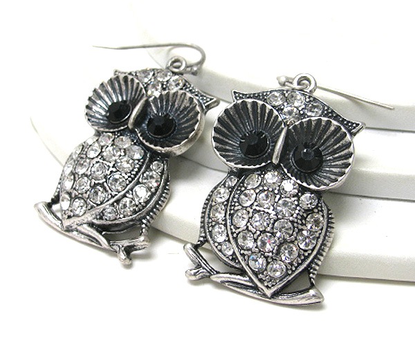 Crystal stud owl earring