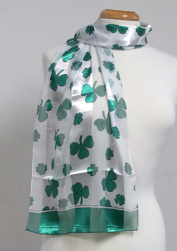 St.patrick day theme satin stripe print scarf - 13x60 inch - 100% polyester
