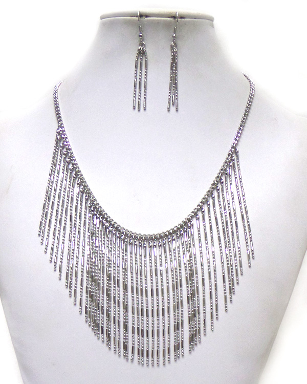 FINE METAL CHAIN DROP BIB NECKLACE SET