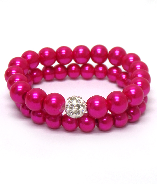 2 piece pearl with stone ball bracelet