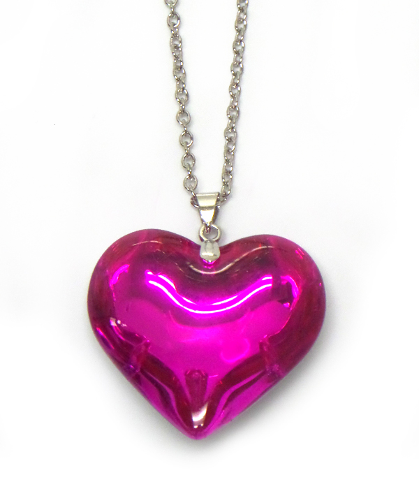 Glass shape heart pendant necklace -valentine