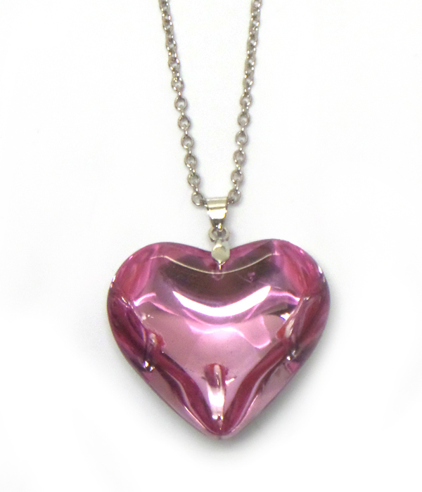 Glass shape heart pendant necklace  -valentine