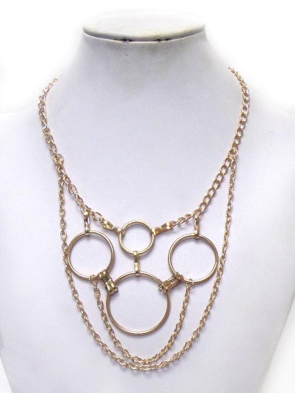 Linke rings with two layer chain statement necklace 
